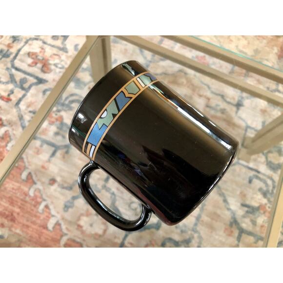 France Arcoroc Coffee Mug, Black Abstract Print Art Cup, Vintage Black French - Picture 5 of 10